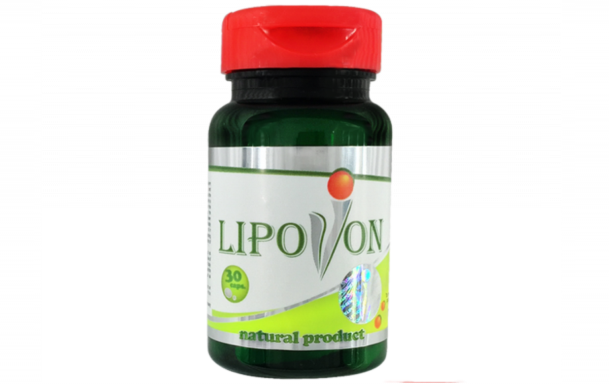 El frasco de Lipovon que contiene 30 cápsulas y sirve para adelgazar / LIPOVON