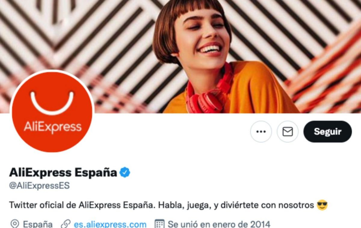 El perfil o la cuenta de Twitter de AliExpress