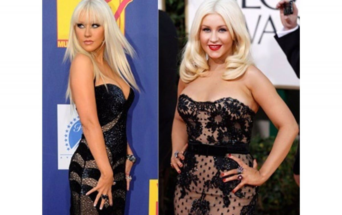 Christina Aguilera en dos fotografías en las que se aprecia su cambio físico / EP