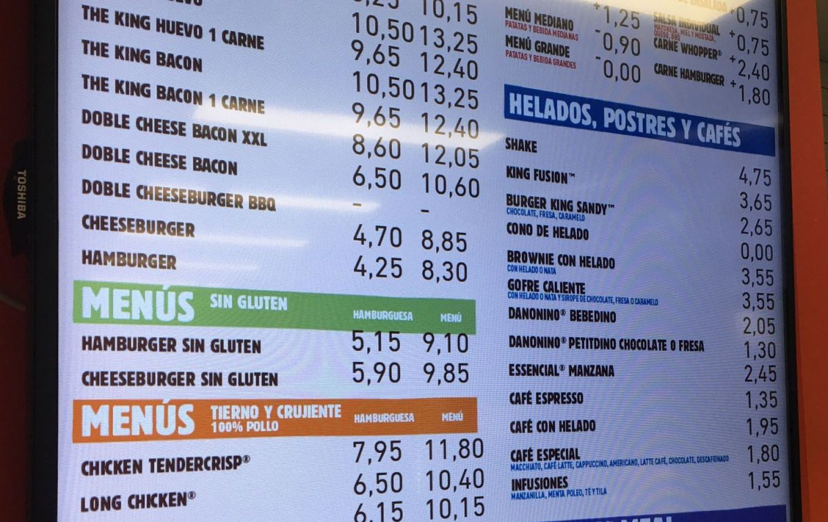 La lista de precios en el BK del aeropuerto de Ibiza / CG