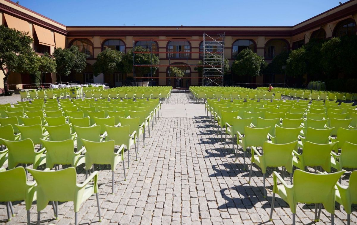 El patio de la Diputación donde se proyectarán la programación de la temporada 2022 del Cine de Verano en la Diputación de Sevilla / EP