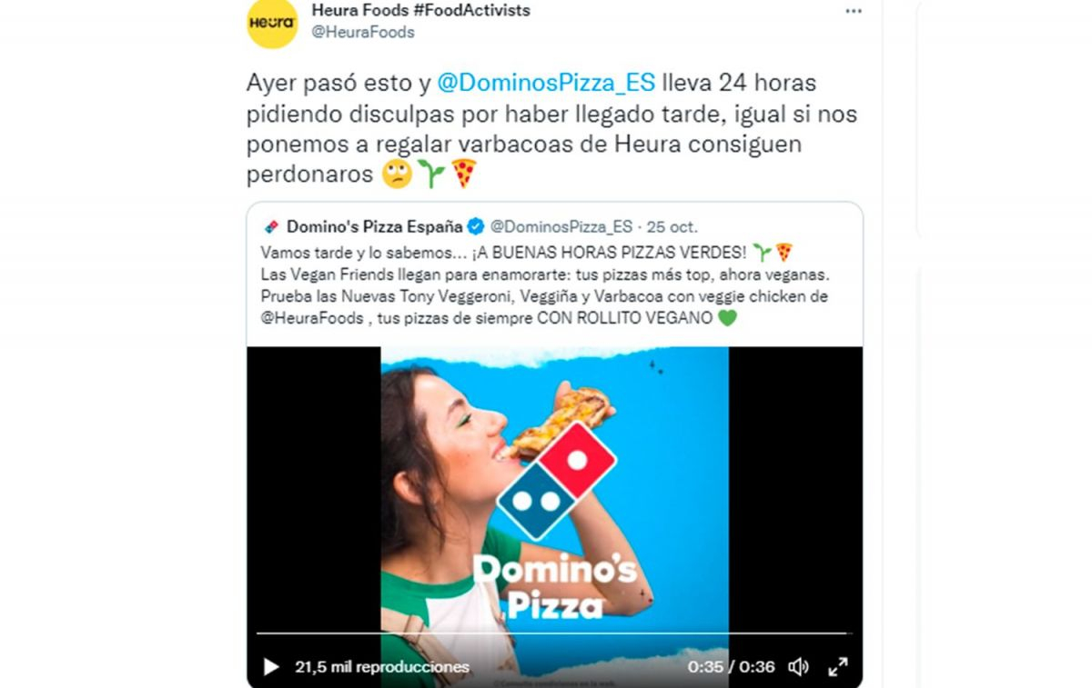 El anuncio de Domino's Pizza y Heura / TWITTER
