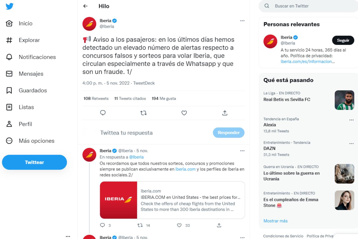 Iberia denuncia una estafa en su nombre / TWITTER