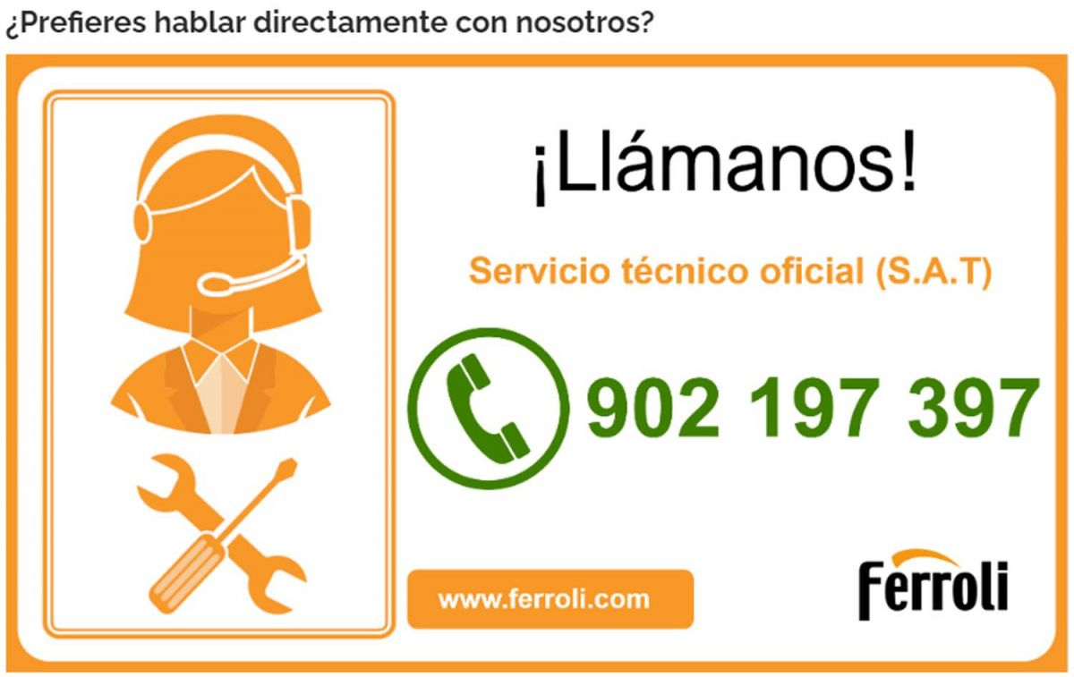 El costoso número del Servicio Técnico Oficial (S.A.T) de Ferroli anunciado en su página web / FERROLI
