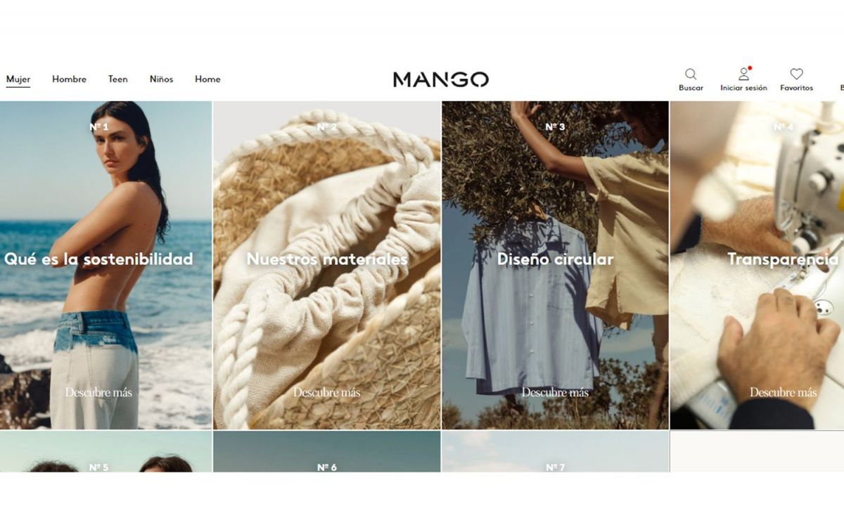 La página de Mango en la que detallan sus acciones de sostenibilidad / MANGO