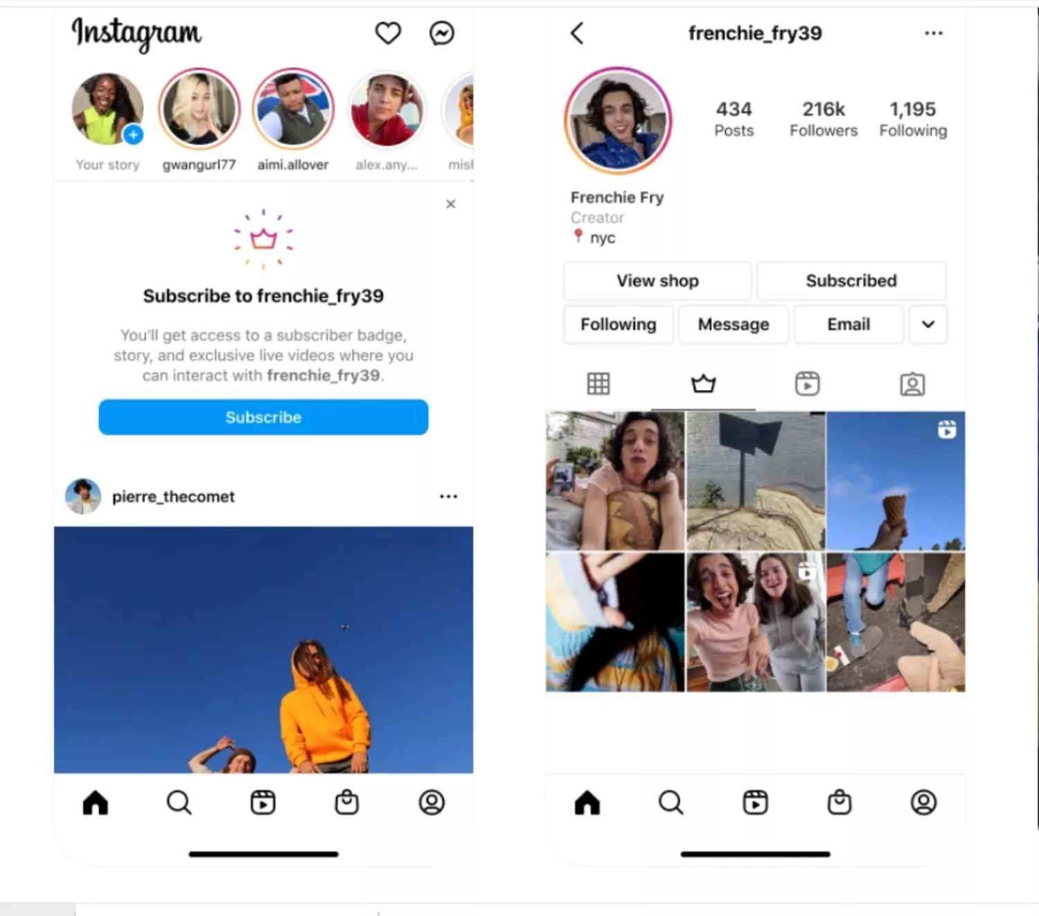 Dos perfiles de Instagram que ofrecen suscripción / INSTAGRAM
