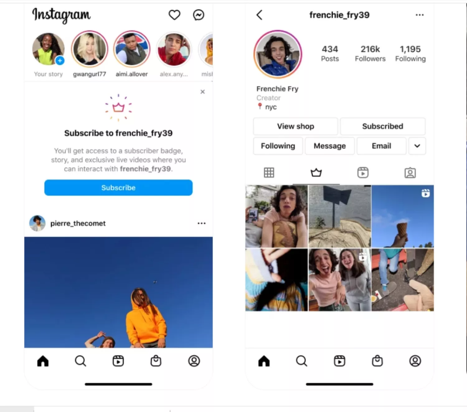 Dos perfiles de Instagram que ofrecen suscripción / INSTAGRAM Dos perfiles de Instagram que ofrecen suscripción / INSTAGRAM