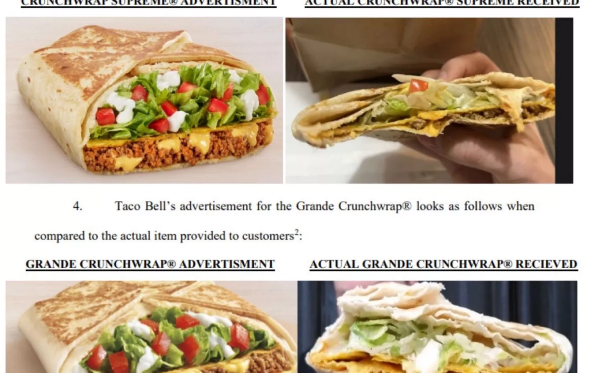 Fotos comparativas de la comida de Taco Bell con sus imágenes promocionales / TWITTER