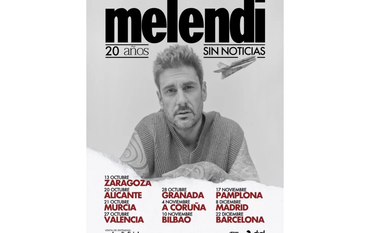 Cartel de la gira de Melendi '20 años sin noticias' / RIFF PRODUCCIONES