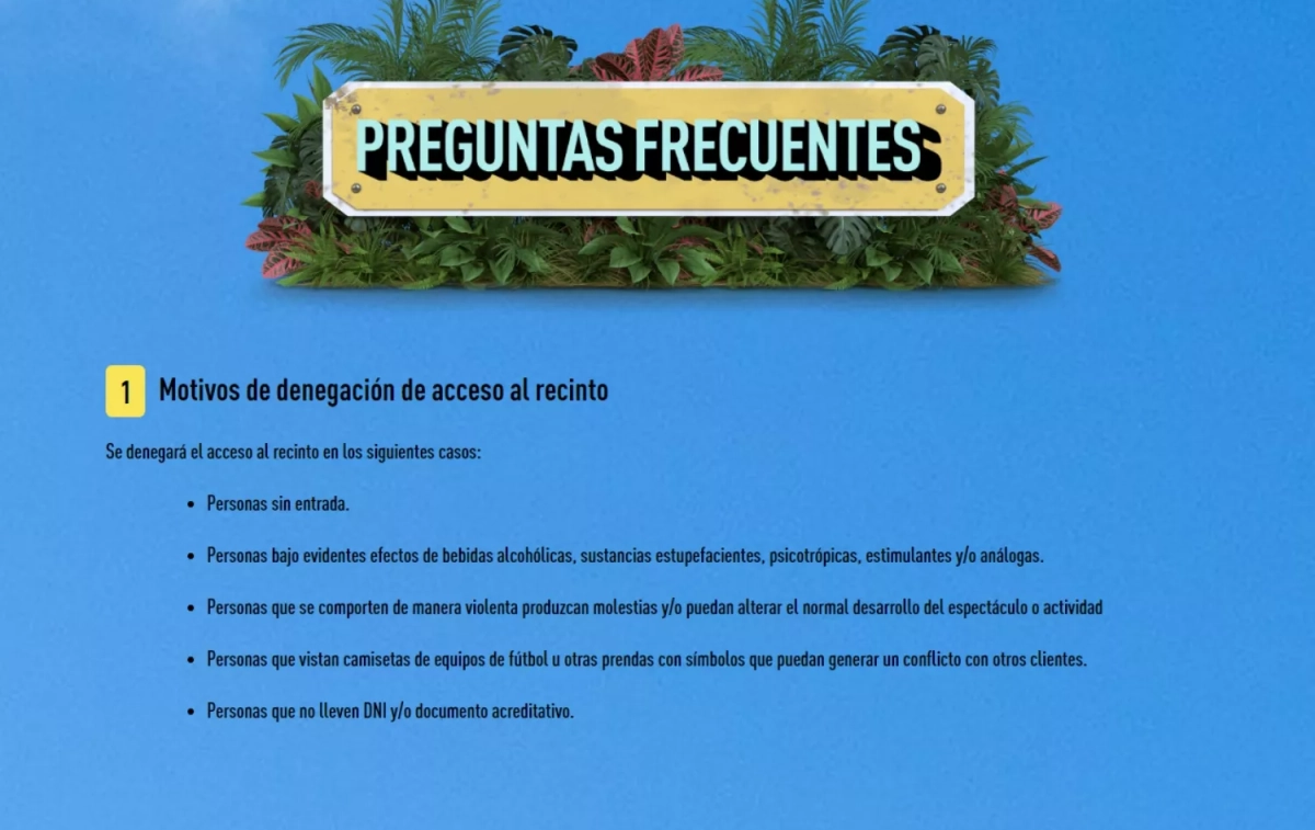 Motivos de denegación de acceso del festival Jardín de las Delicias / CG