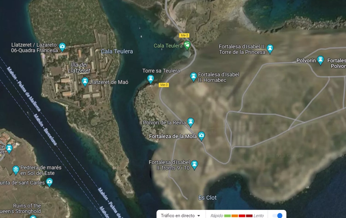 El punto más oriental de España, en Menorca, borroso en Google Earth