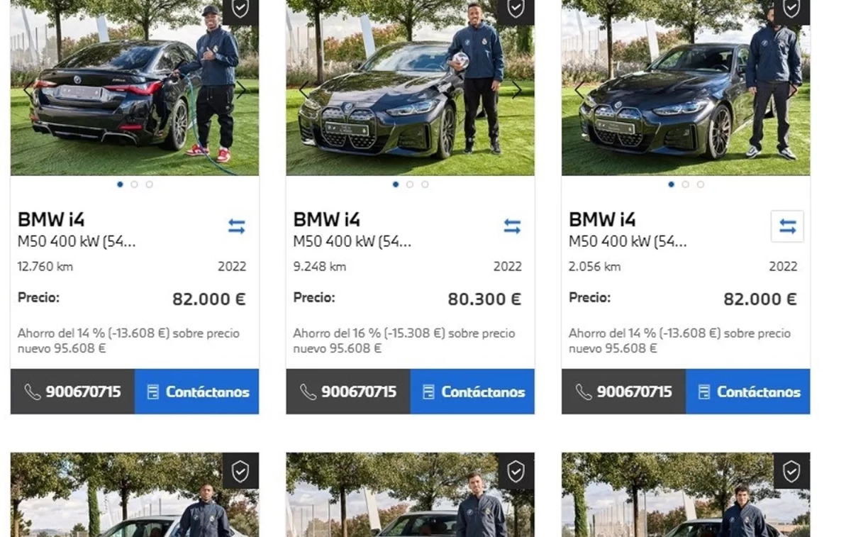 Algunos de los modelos de BMW del Real Madrid a la venta