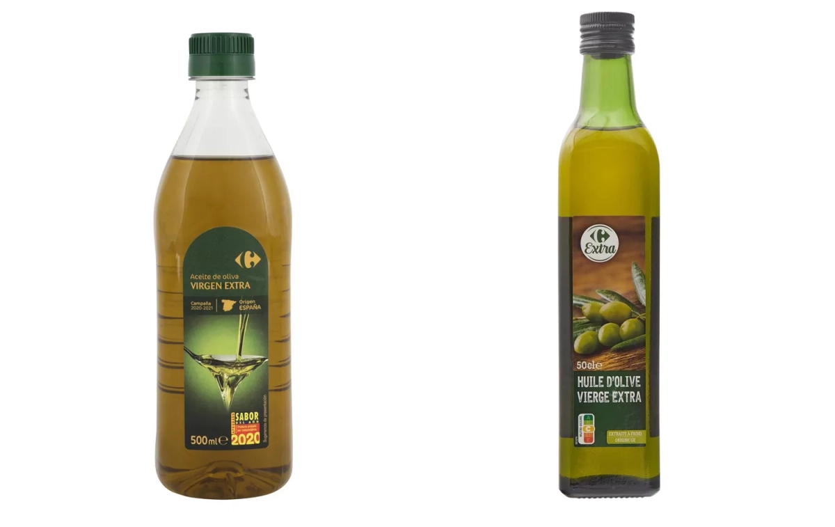 Dos botellas del mismo aceite de marca propia de Carrefour / CG
