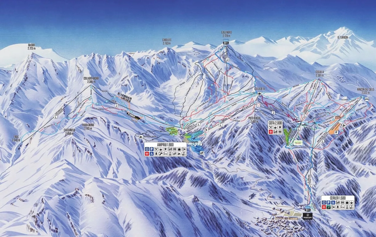 Mapa de la estación de esquí de Cerler / ARAMÓN