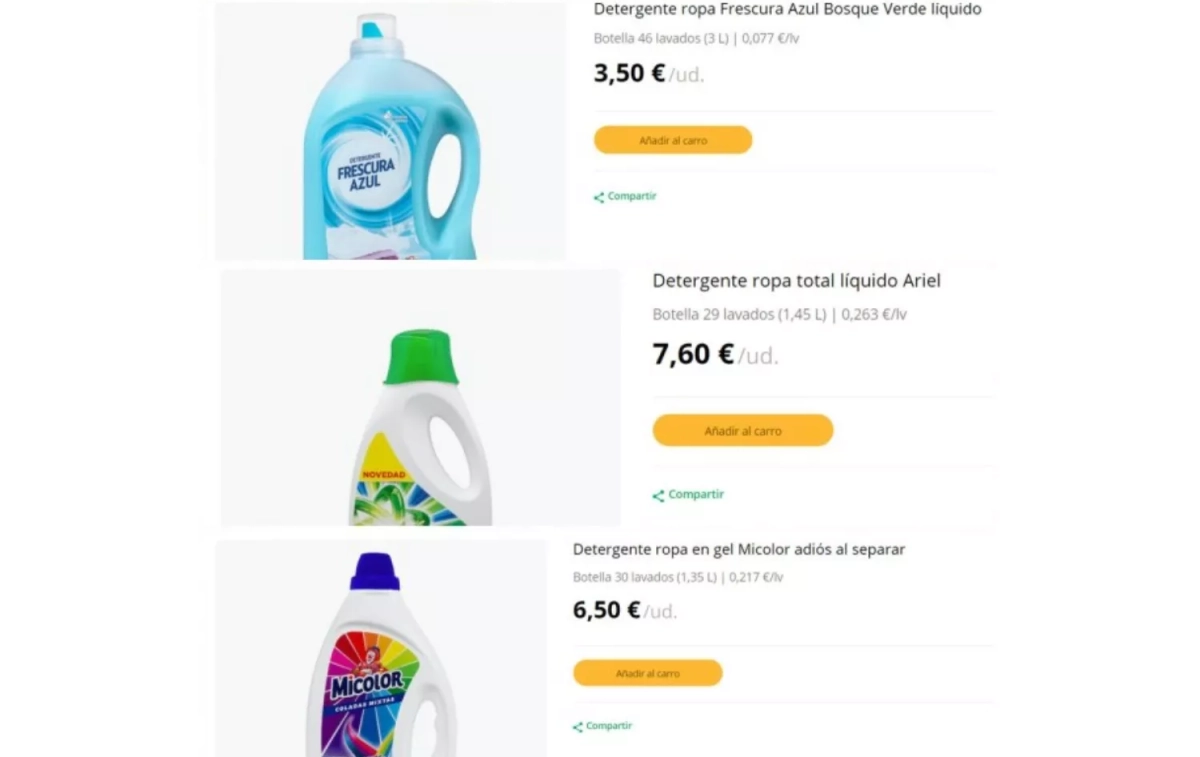 Comparación de los tres detergentes / CG
