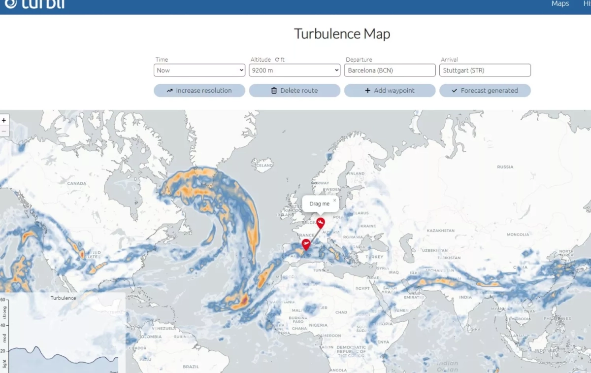 El mapa interactivo de turbulencias de Turbli   TURBLI