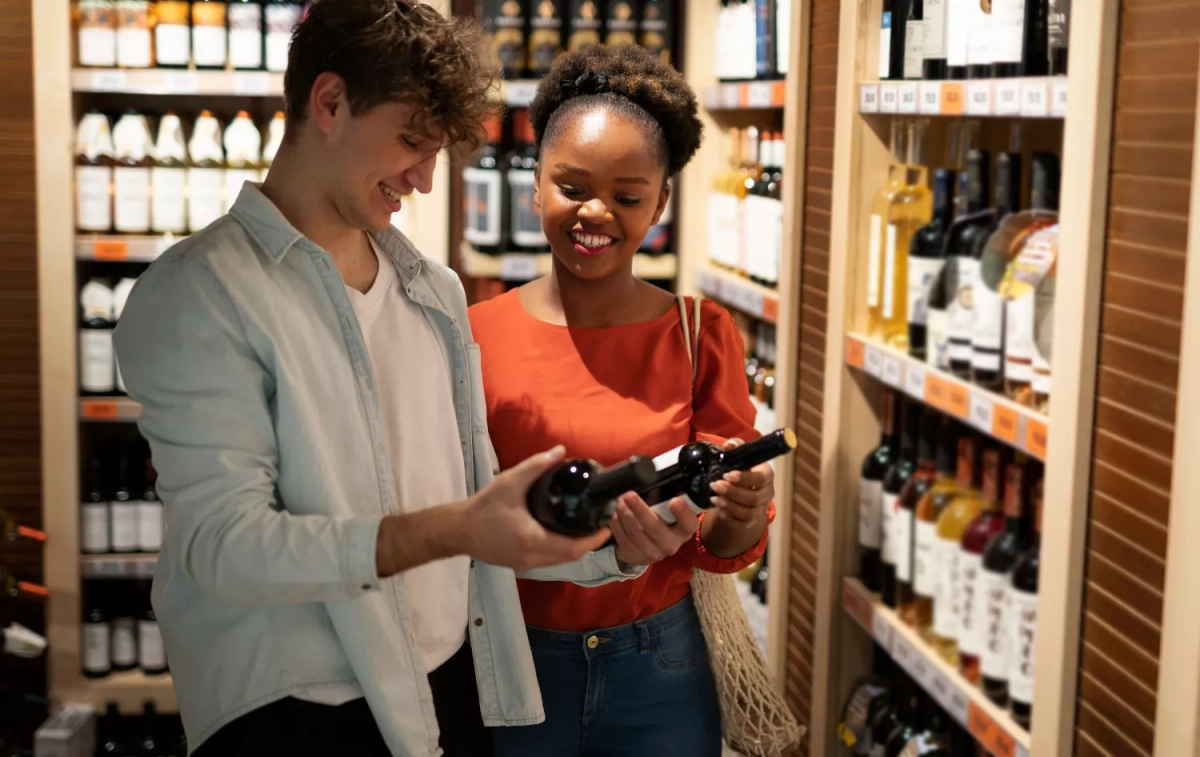 Dos personas seleccionan una botella de vino / FREEPIK