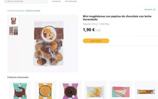 Mini magdalenas con pepitas de chocolate / MERCADONA 