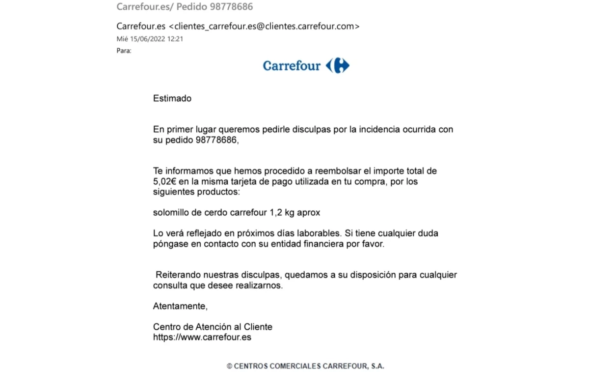 Rectificación de Carrefour a E.R.   CAPTURA CEDIDA