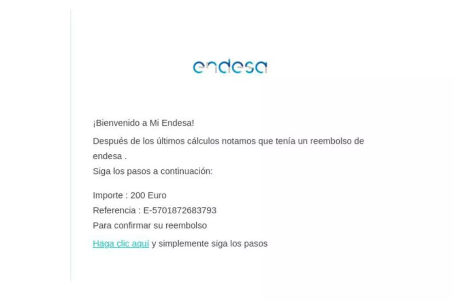 Ejemplo de correo phishing Endesa / GUARDIA CIVIL (X)