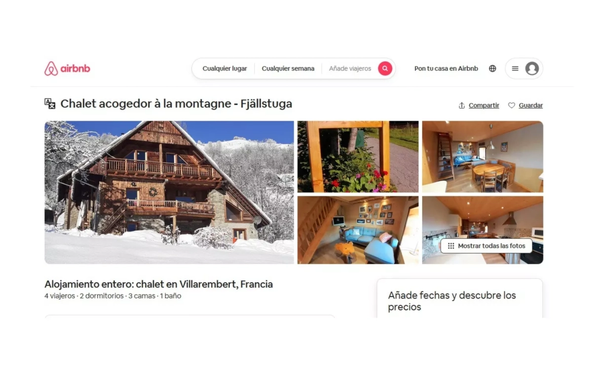 El anuncio en Airbnb AIRBNB