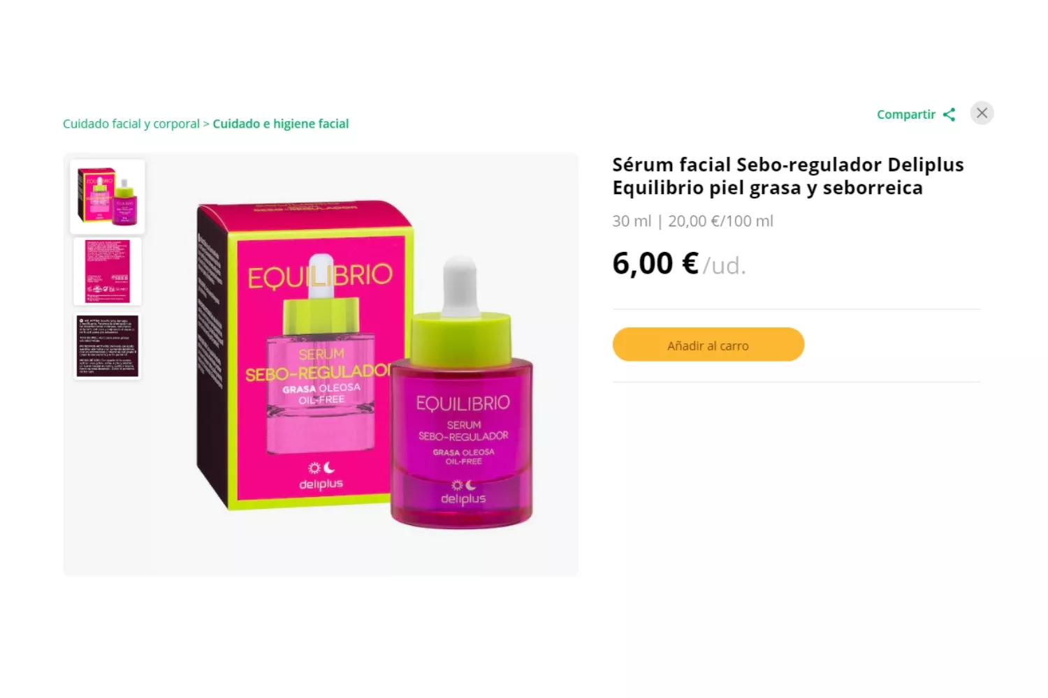 Sérum sebo-regulador de Deliplus / MERCADONA Sérum sebo-regulador de Deliplus / MERCADONA