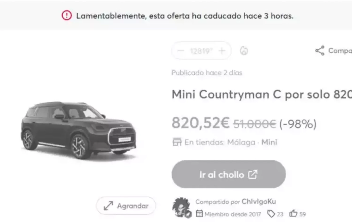 Oferta del Mini Countryman anunciada en Chollometro / CG