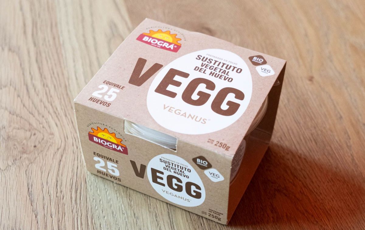 Un bote de Vegg de Biográ, el sustitutivo vegetal del huevo / CG