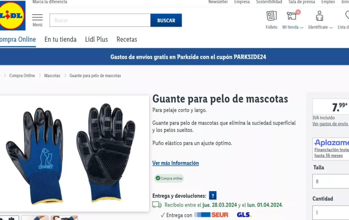 Guante para pelo de mascotas de Lidl / LIDL