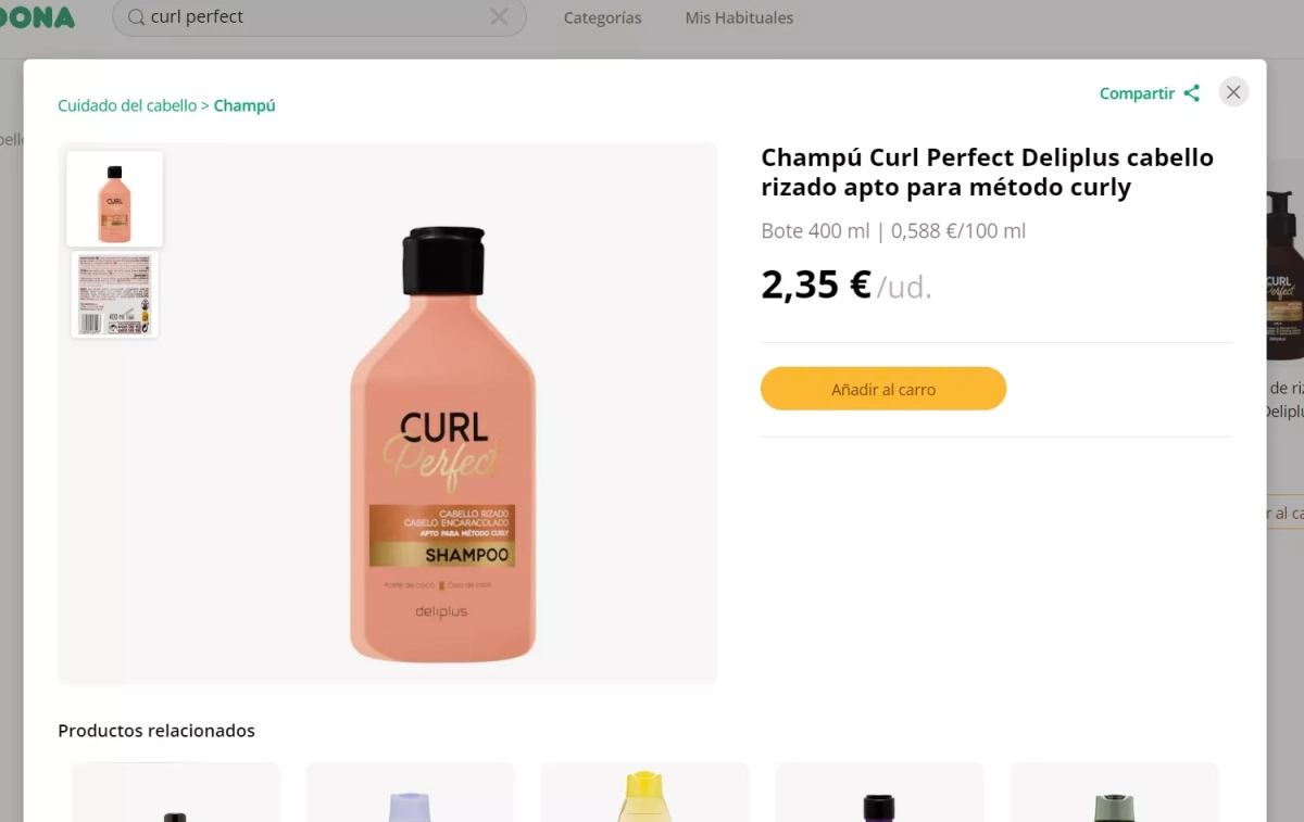 Champú Curl Perfect de Mercadona / CG Champú Curl Perfect de Mercadona / CG
