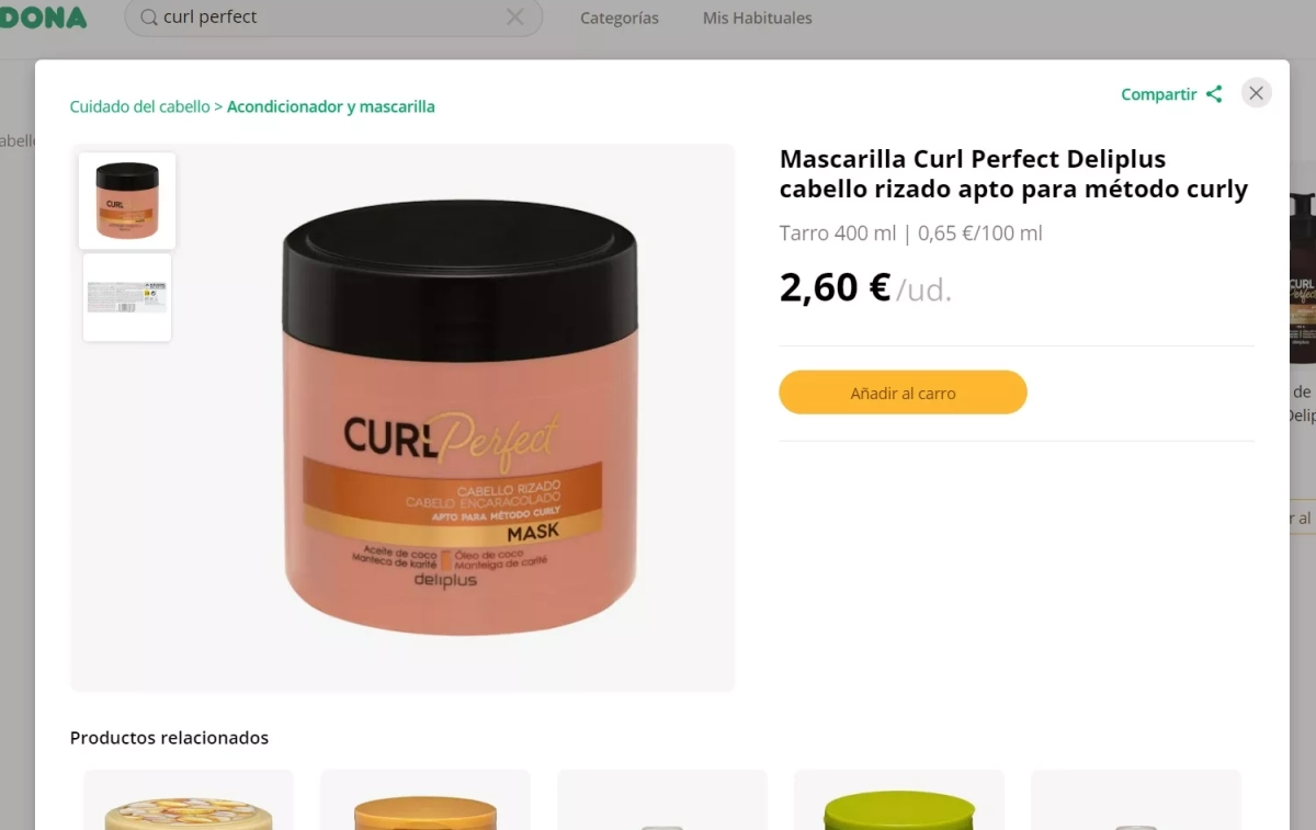 Mascarilla con aclarado de Curl Perfect / CG Mascarilla con aclarado de Curl Perfect / CG