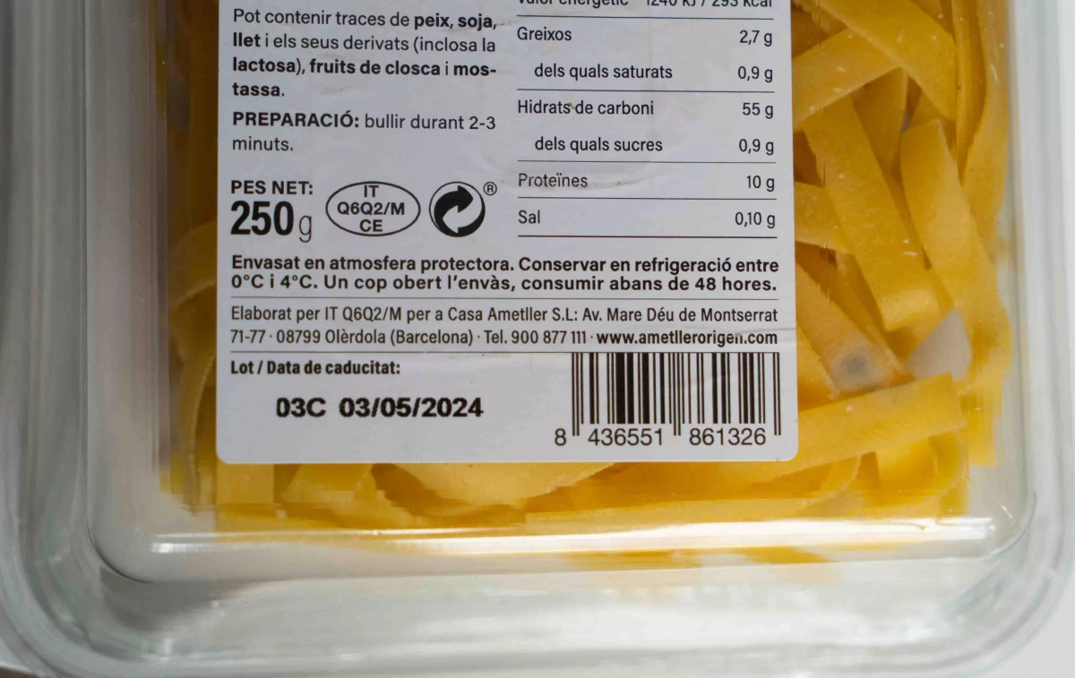 La fecha de caducidad de la pasta con moho de Ametller Origen / GALA ESPÍN