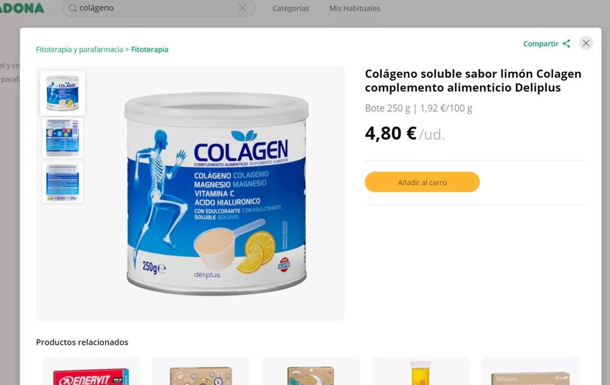 Colágeno soluble sabor limón de Mercadona / CG Colágeno soluble sabor limón de Mercadona / CG