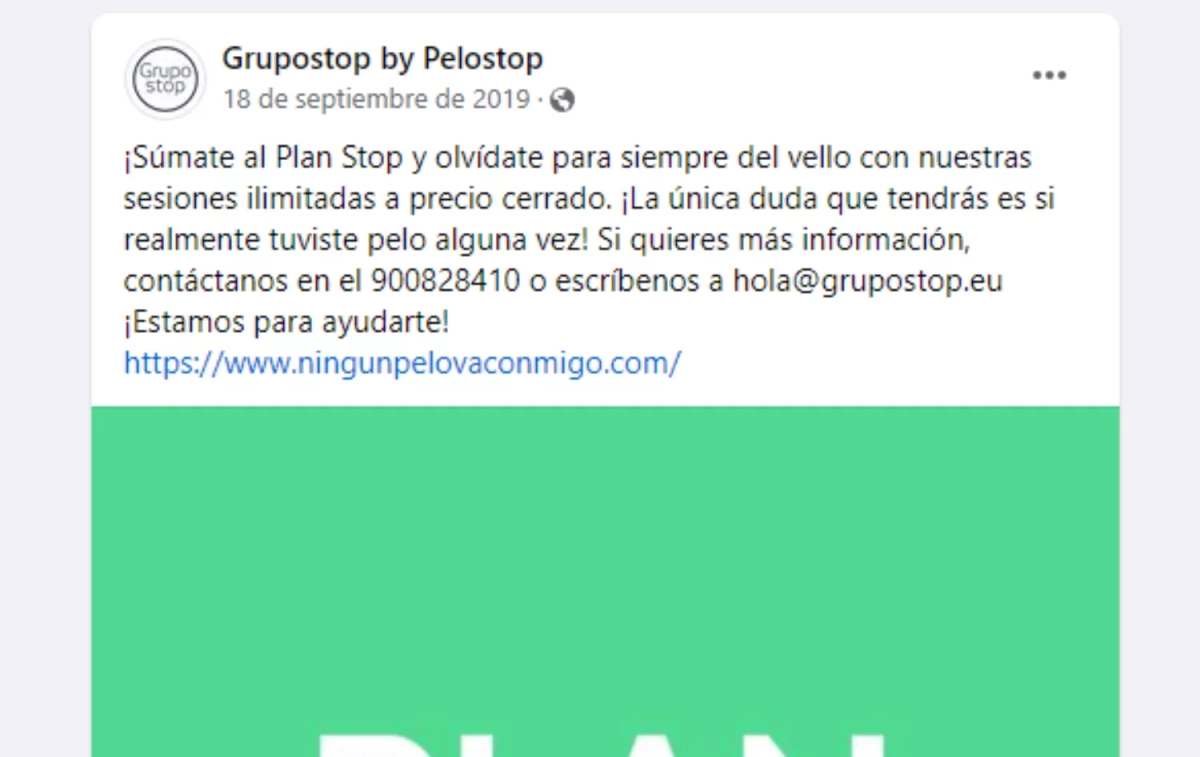 Una captura de un mensaje promocional de Grupostop / FACEBOOK