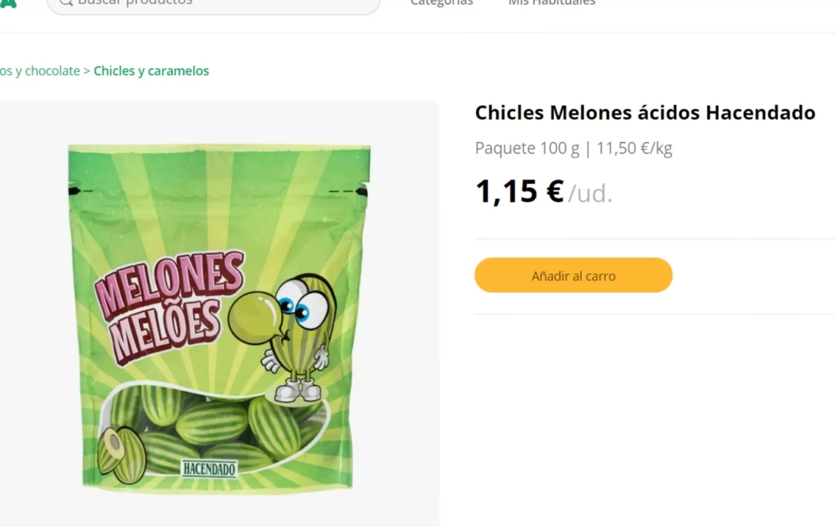 Chicles melones ácidos de Hacendado / MERCADONA