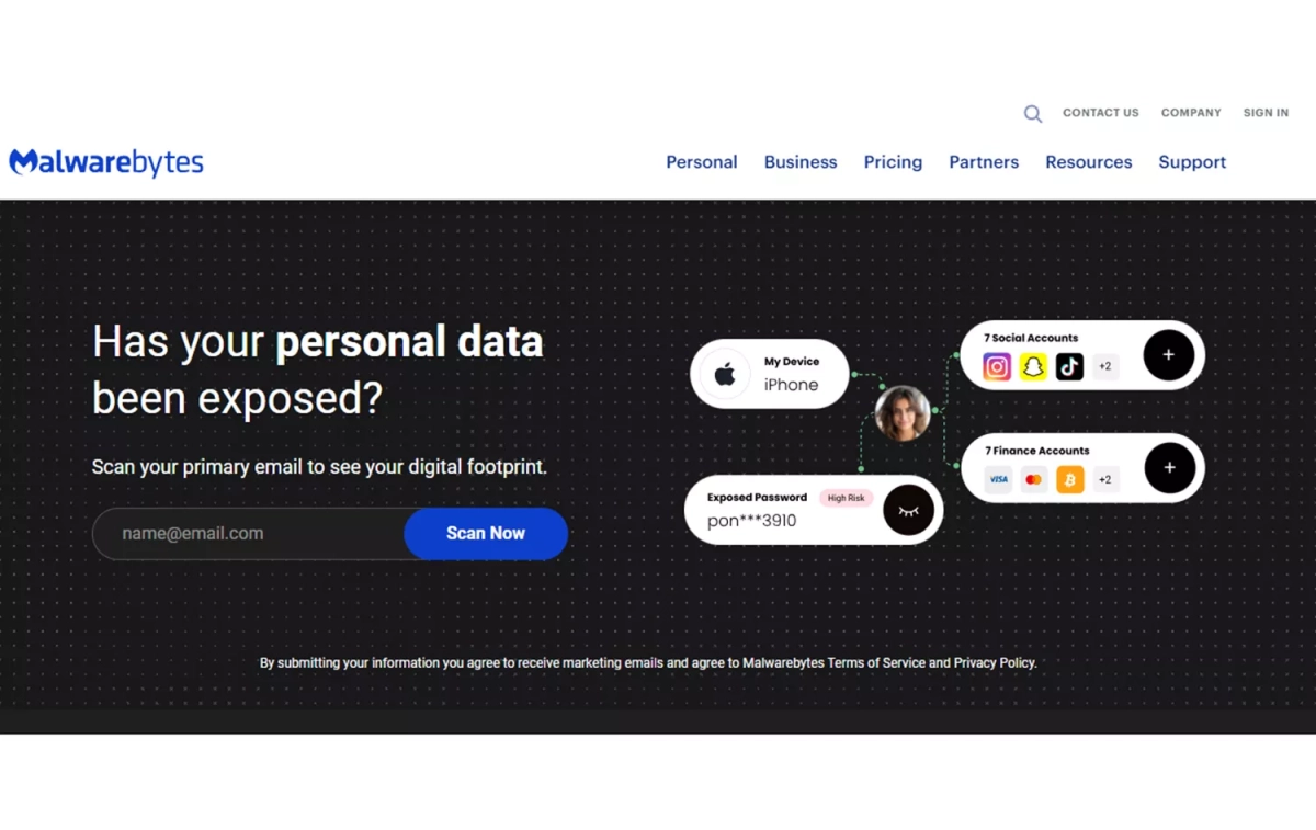 Aspecto de la web Malwarebytes / MALWAREBYTES Aspecto de la web Malwarebytes / MALWAREBYTES