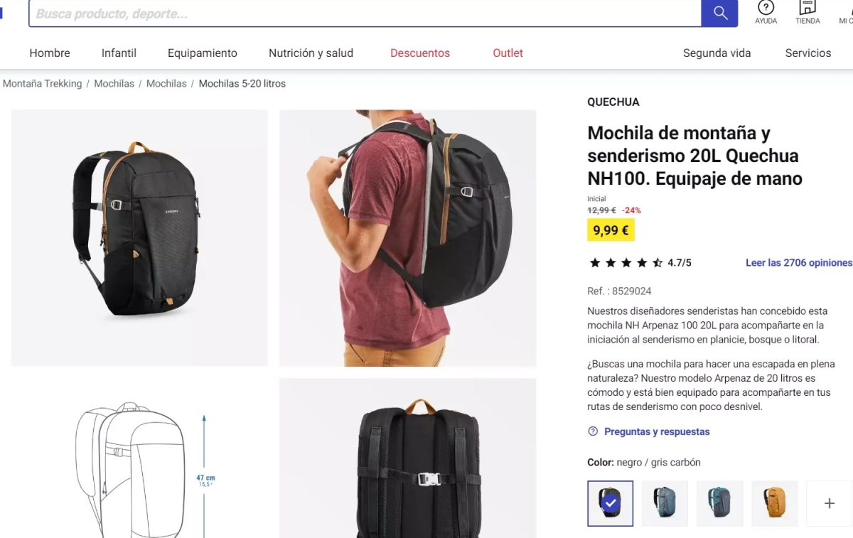 Mochila Quechua de Decathlon rebajada / CG