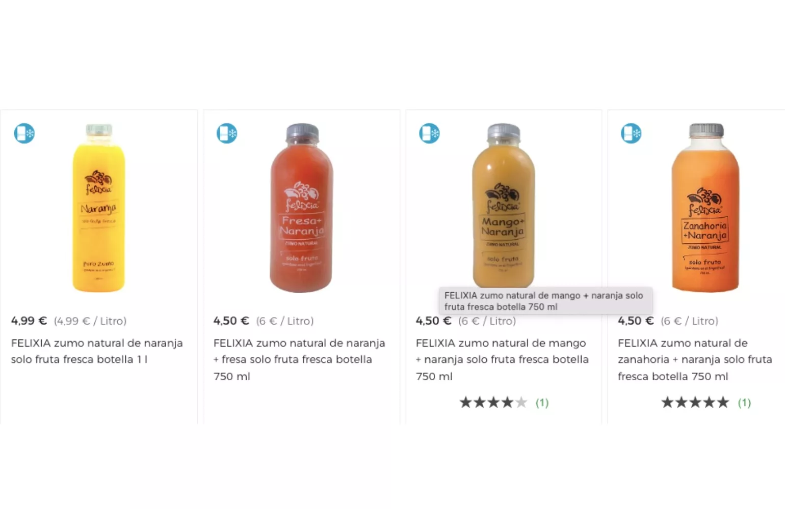 Diferentes zumos naturales de la marca Felixia / EL CORTE INGLÉS Diferentes zumos naturales de la marca Felixia / EL CORTE INGLÉS