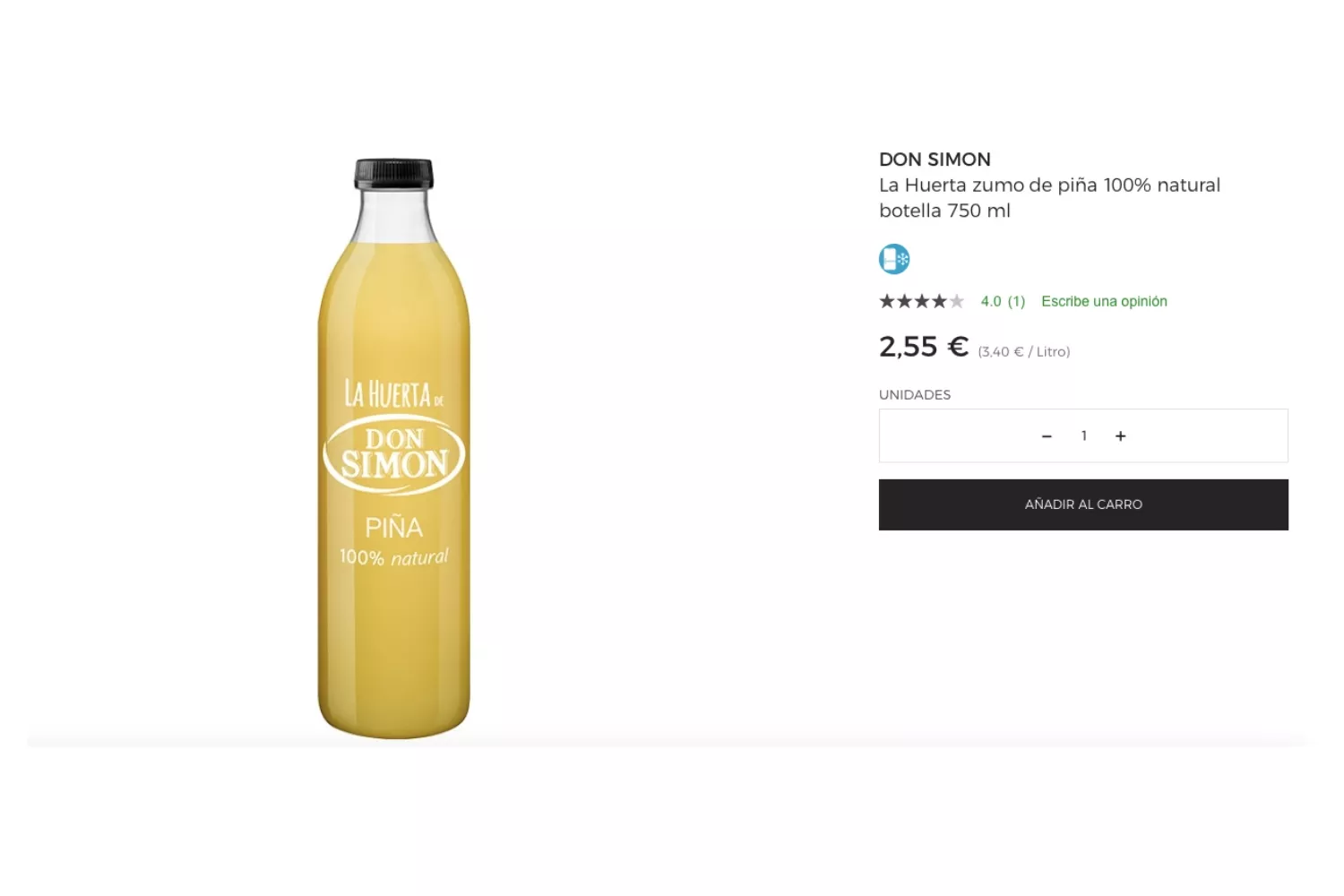 Zumo natural de piña de la marca Don Simón / EL CORTE INGLÉS