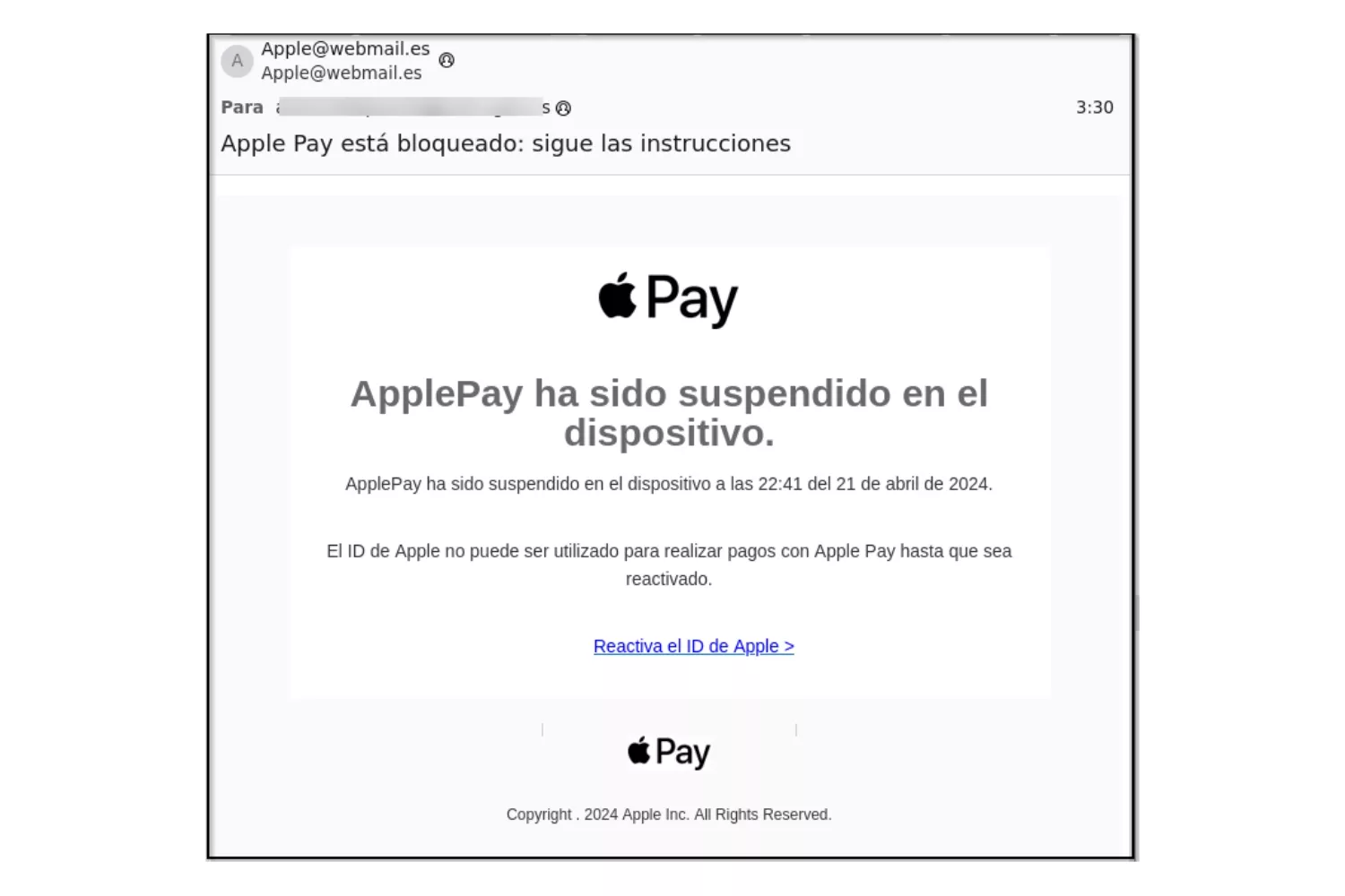 Estafa Apple Pay / INCIBE Estafa Apple Pay / INCIBE