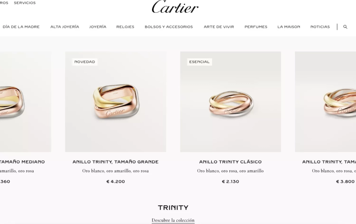 La página web de Cartier CAPTURA La página web de Cartier CAPTURA