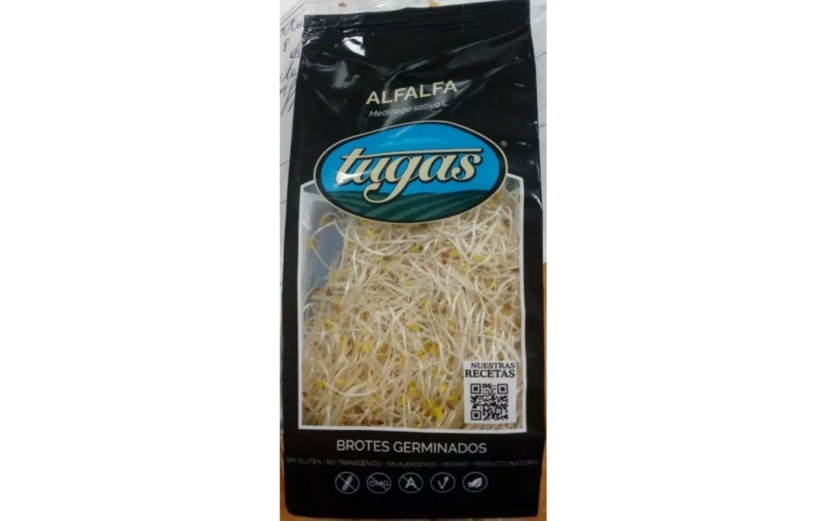 Brotes germinados de alfalfa de la marca Tugas / AESAN Brotes germinados de alfalfa de la marca Tugas / AESAN