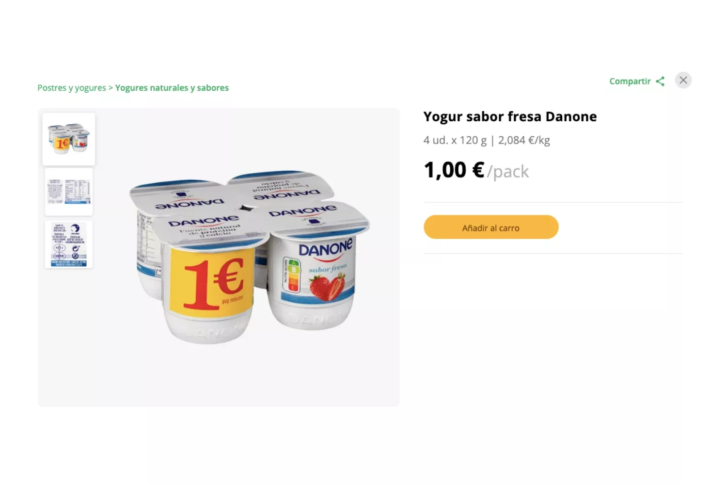 Yogur Danone con PVP recomendado / MERCADONA Yogur Danone con PVP recomendado / MERCADONA