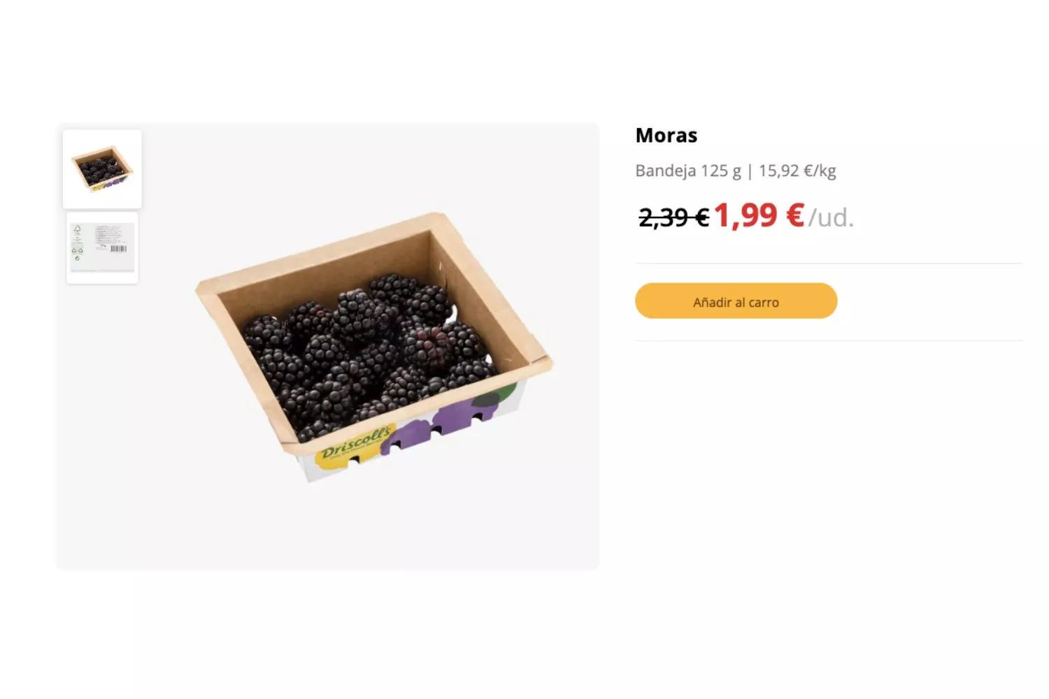 Moras negras rebajadas en Mercadona / MERCADONA Moras negras rebajadas en Mercadona / MERCADONA