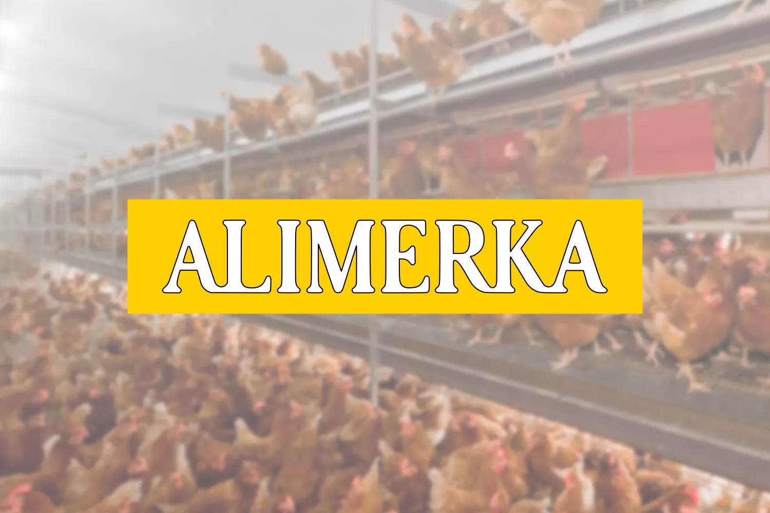 Una granja con gallinas hacinadas y el logo de Alimerka MONTAJE CG