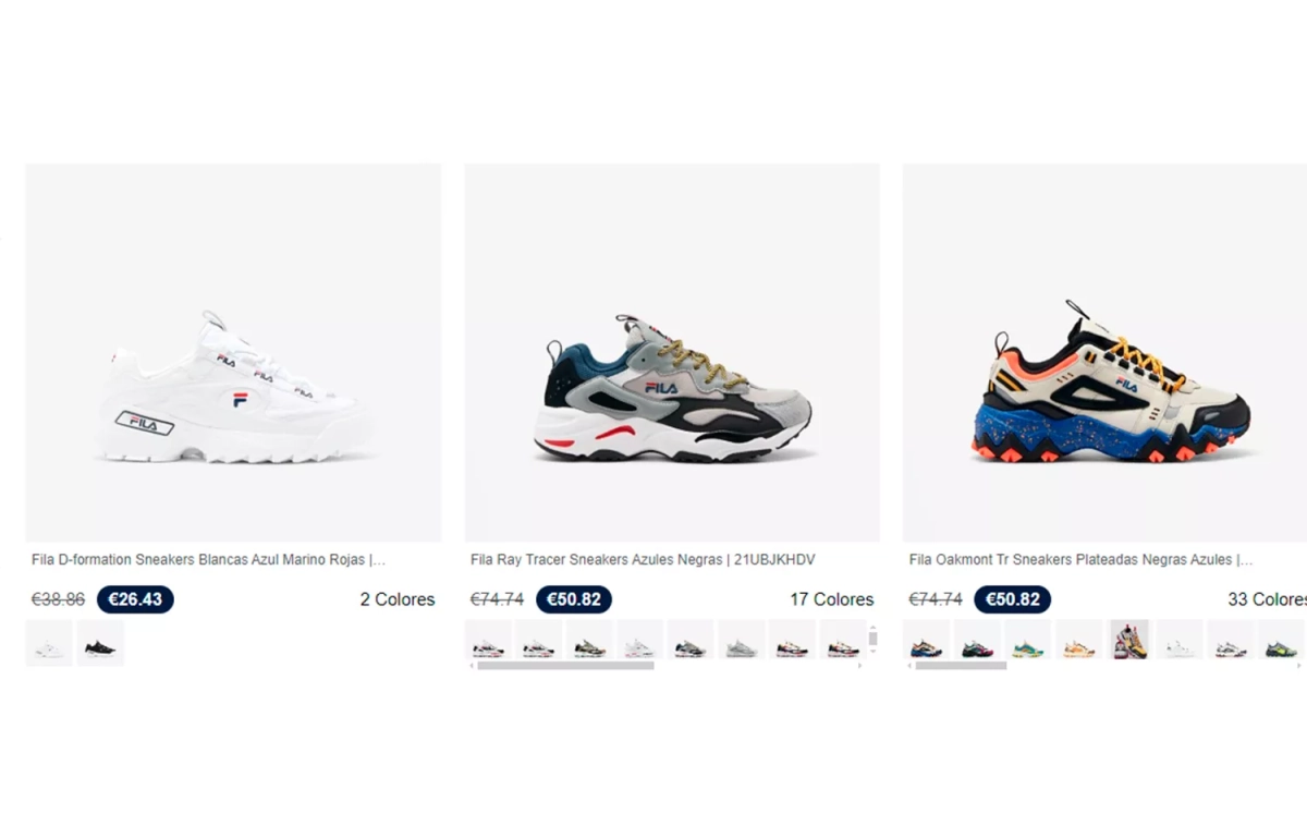 Varias zapatillas que se ofertan en la web falsa de Fila / FILA Varias zapatillas que se ofertan en la web falsa de Fila / FILA