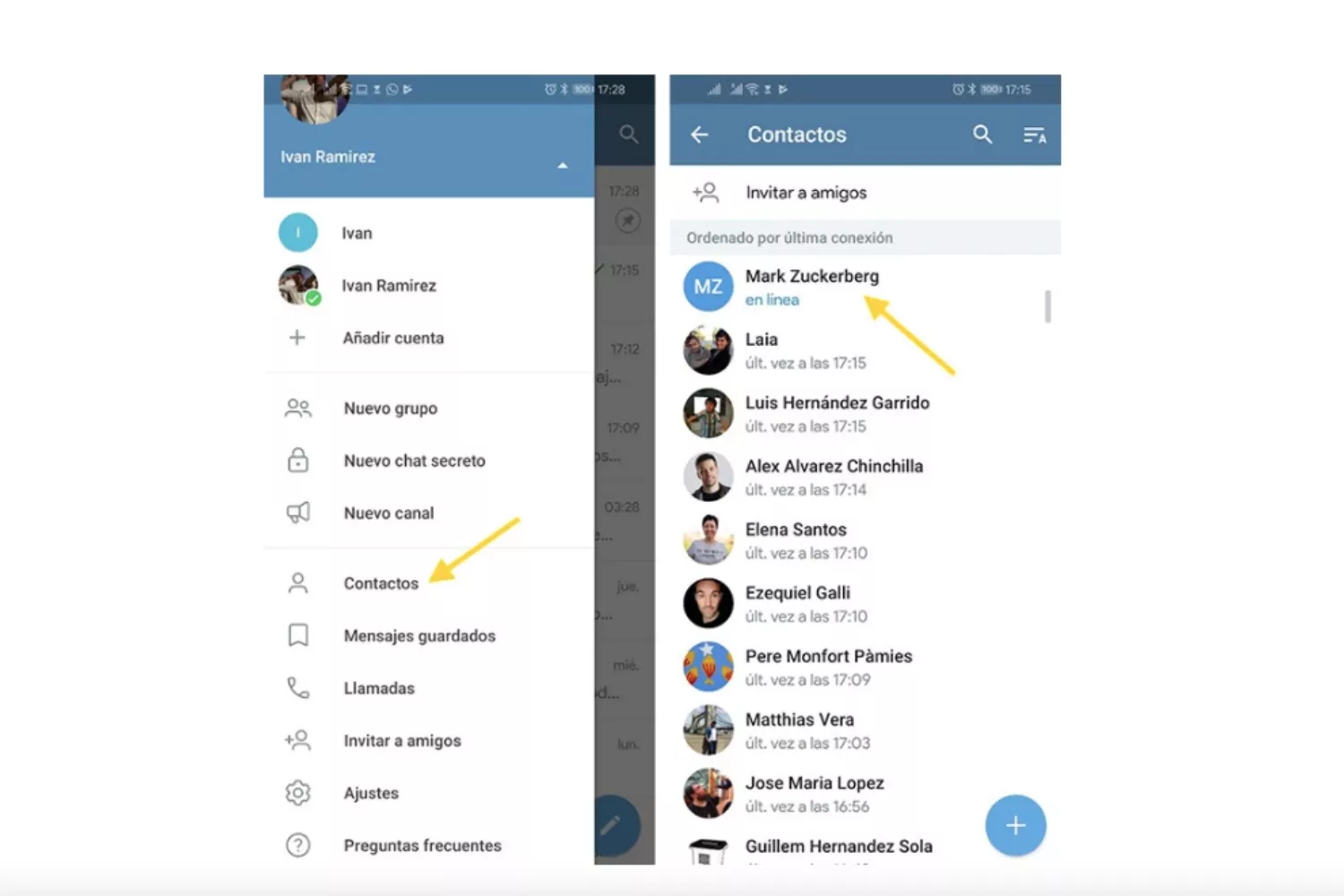 Cómo borrar contactos de Telegram Cómo borrar contactos de Telegram