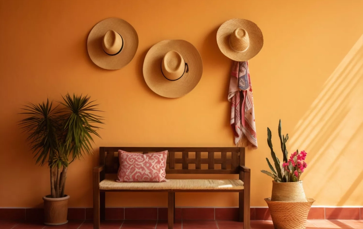 Una sala de estar pintada de naranja KRONOS HOME Una sala de estar pintada de naranja KRONOS HOME