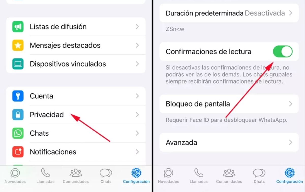 Desactivar las confirmaciones de lectura / CG