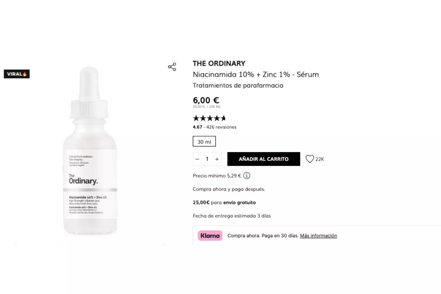 Sérum de The Ordinary / PRIMOR Sérum de The Ordinary / PRIMOR